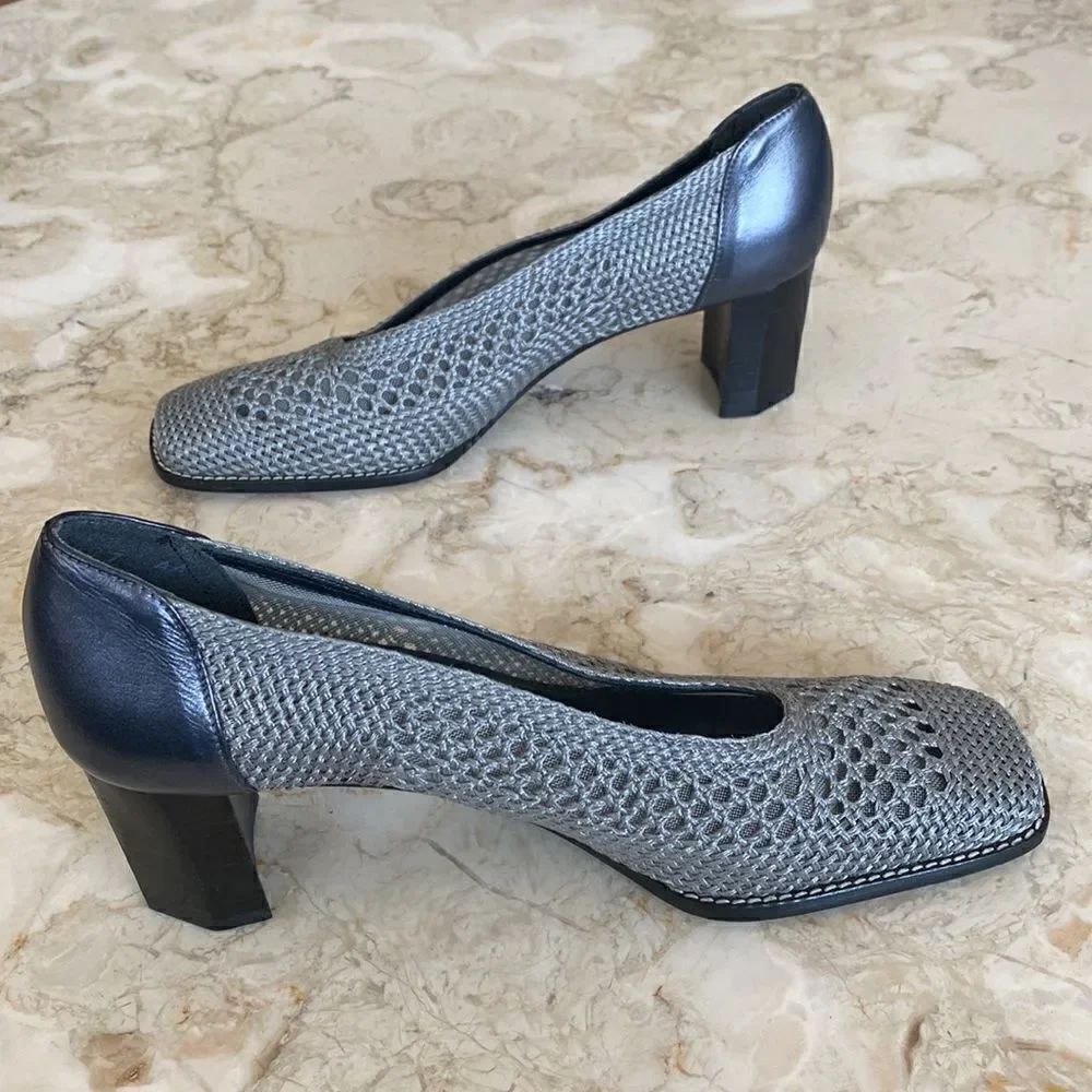 Vintage Stuart Weitzman Square Toe Block Heels - Picture 7 of 15